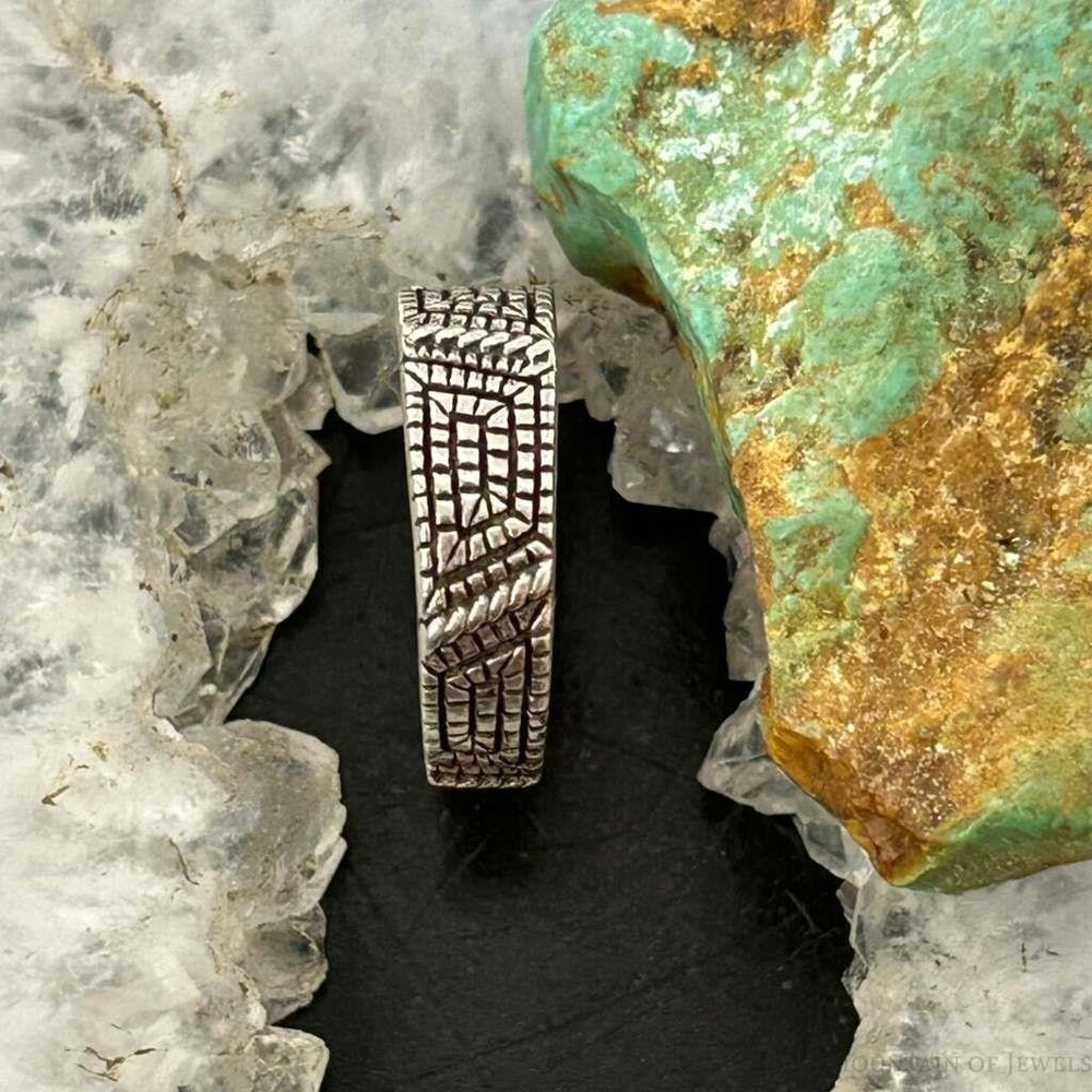Elgin Tom Vintage Native American Sterling Basket Weave Design Ring S7 For Women - Picture 6 of 10